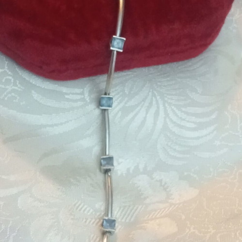 Silver 925 bracelet with blue zircon, used, wrist size 17.5cm
