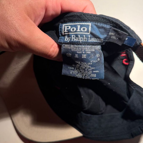 Polo by Ralph Lauren hat black with leather strap, new