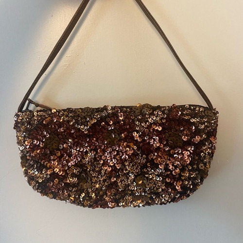 Handbag with sequins and small leather strap