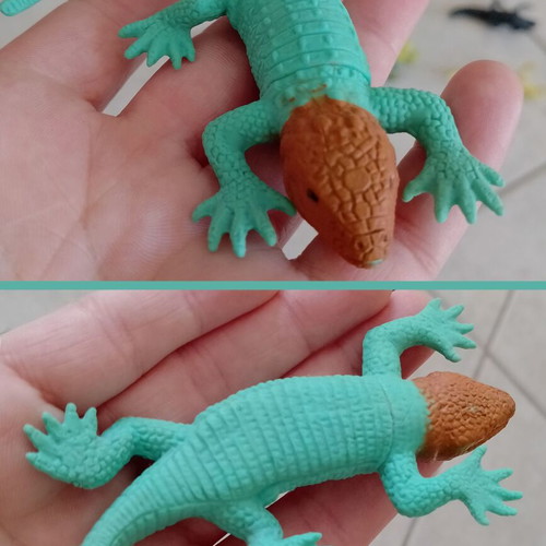 Rubber toys set of six used, 5 lizards and 1 frog
