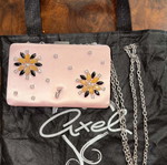 Axel pink clutch bag with rhinestones and chain, new