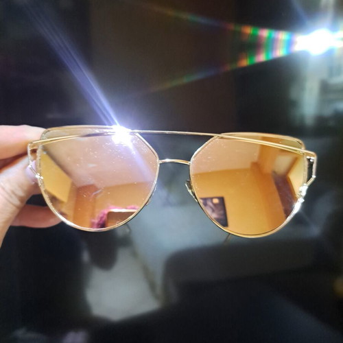 Mirror Sunglasses with Pink Gold Lenses and Gold Metal Frame like new