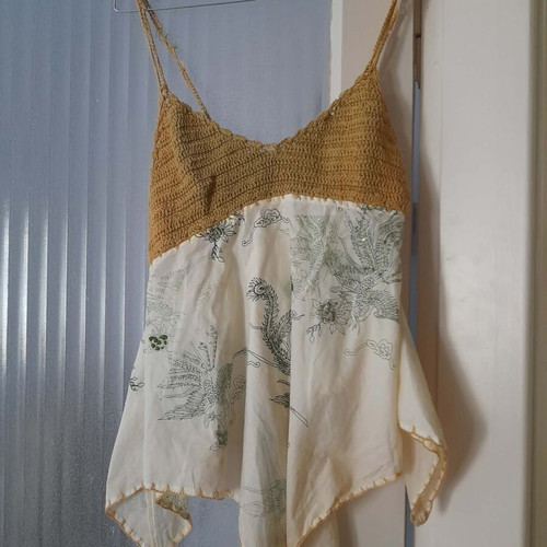 Staff Jeans & Co Boho Fairy Top with Crochet, Asymmetric, 100% Cotton, Like New