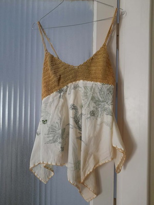 Staff Jeans & Co Boho Fairy Top with Crochet, Asymmetric, 100% Cotton, Like New