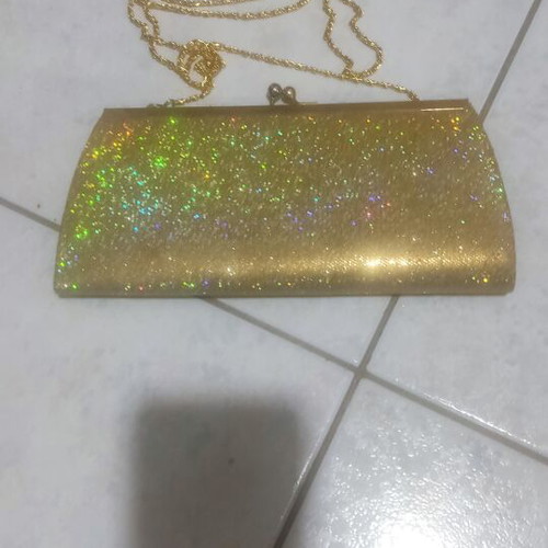 Gold women's shoulder bag with rhinestones like new