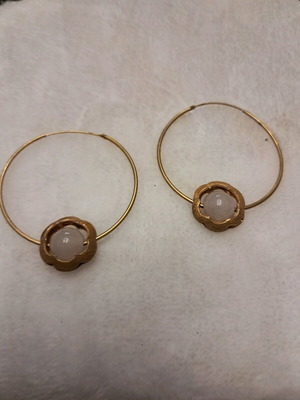 Silver gold-plated earrings with agate stones like new