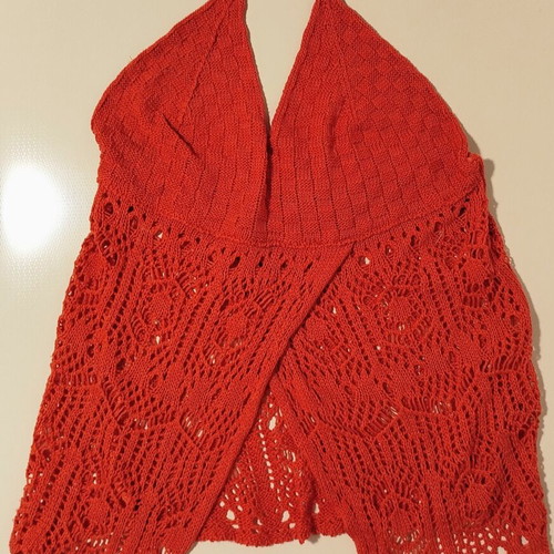 Woolnet Women's Crochet Halter Top like new, orange, adjustable S-M