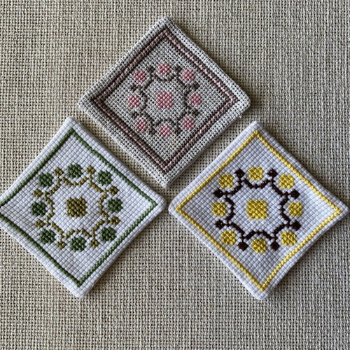 Handmade Coasters Cretan Cross-Stitch like new