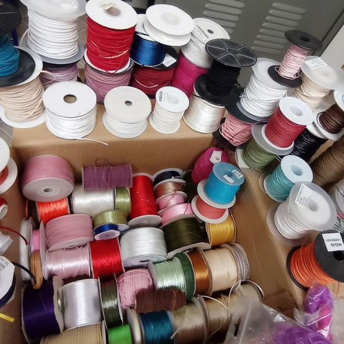 Craft Cord Spools like new, over 80 pieces, waxed leather satin