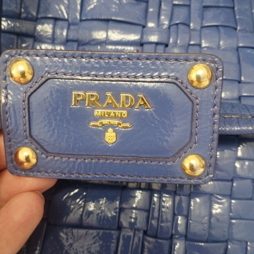Prada Iris Vernice Weave Patent Leather Shoulder Tote, purple