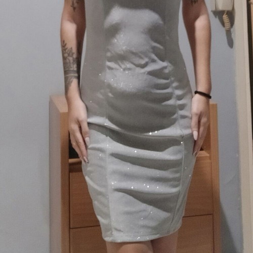 Silver dress with rhinestones new, size S