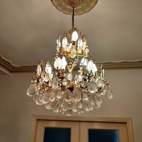 Chandelier and wall lights used, vintage antique set
