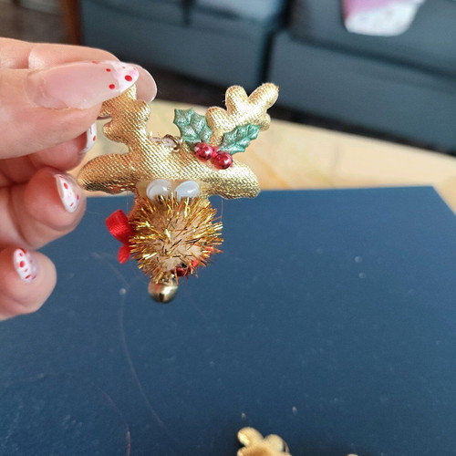 Reindeer earrings new with bell orange and gold
