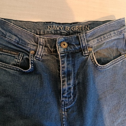 Navy & Green men's jeans used, pack of 3, blue shades, size M