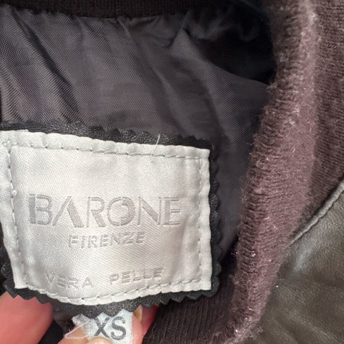 Leather women's jacket used, dark gray, size XS