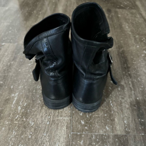Bata warm black leather biker boots used No40 with lining