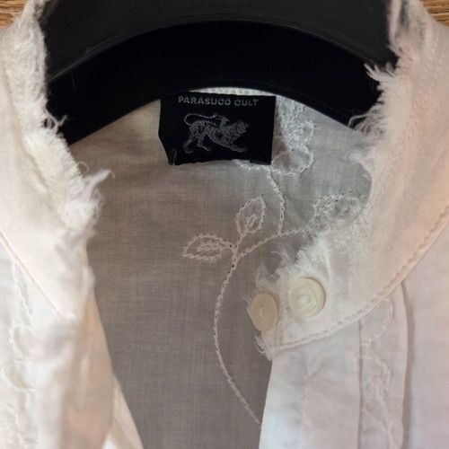 Parasuco Cult S36B cotton blouse size S 36 8 like new, white with embroidery
