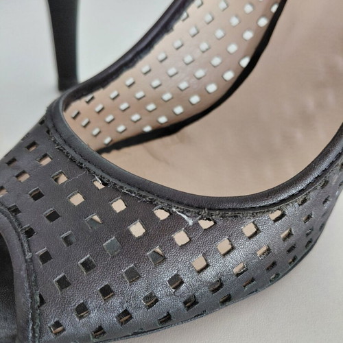 Black Moschoutis peep-toe pumps like new, size 39