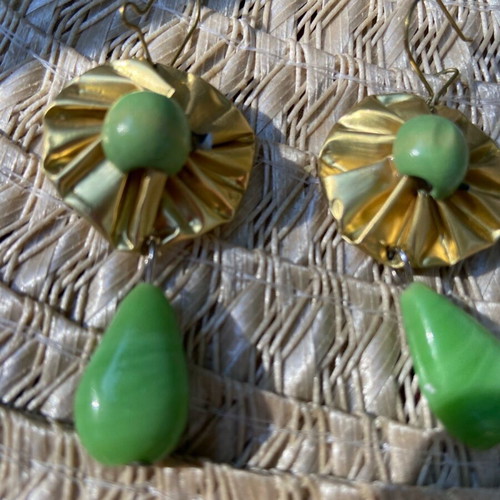 Handmade earrings new with glass beads from recycled espresso coffee capsule