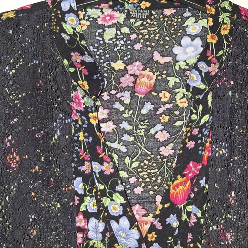 Dress with lace used, black floral pattern, one size