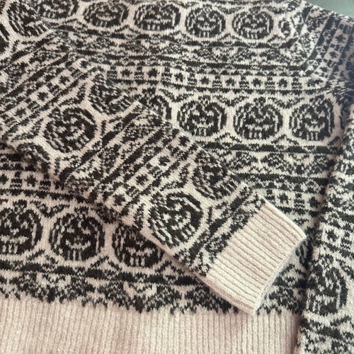 Women's cardigan M beige and brown with pumpkin pattern, new