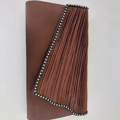 Women's envelope bag used, brown velvet, 23x13 cm