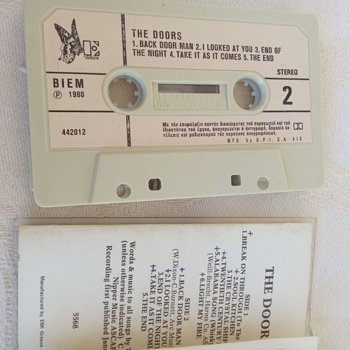 The Doors Debut Audio Tape cassette used, 1980s Jim Morrison