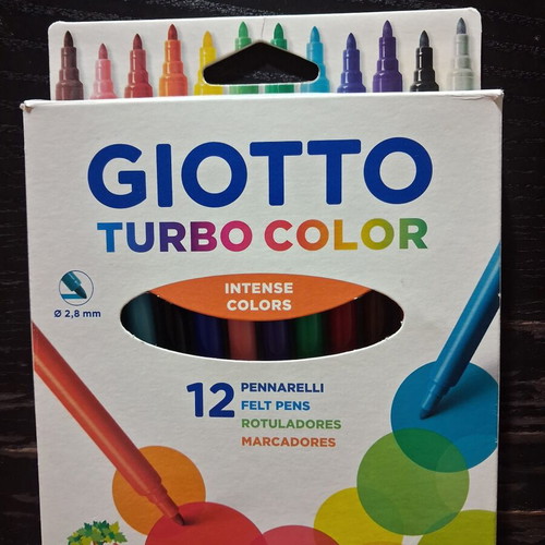 Giotto Turbo Color markers used, set of 12, assorted colors