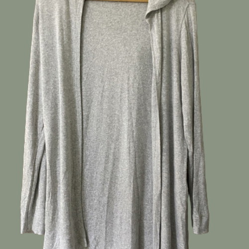 Hooded cardigan like new, size L, grey