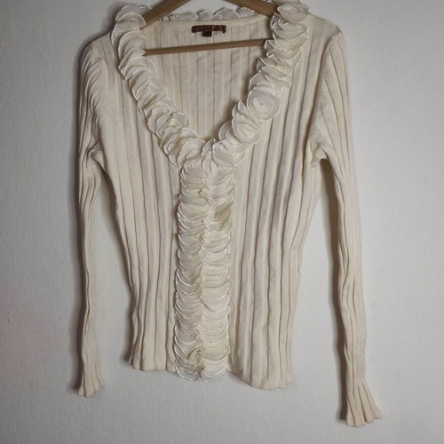 Vintage blouse with ruffles like new, beige, size M