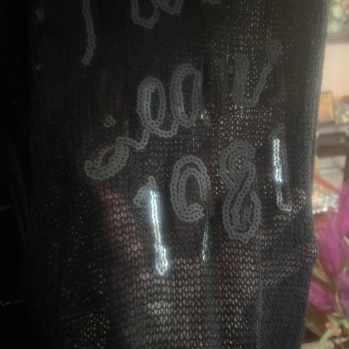 Guess blouse new transparent knit with sequins black size S