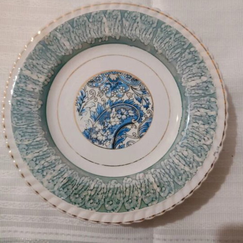 Vintage Minos plate set used, 6 pieces with floral paisley design