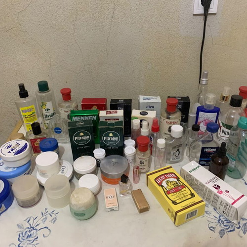 Empty jars, bottles, and sprayers used, assorted pack