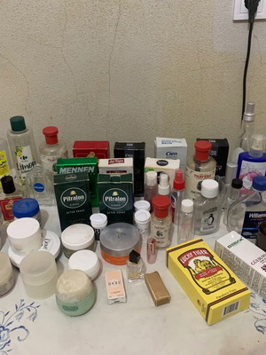 Empty jars, bottles, and sprayers used, assorted pack
