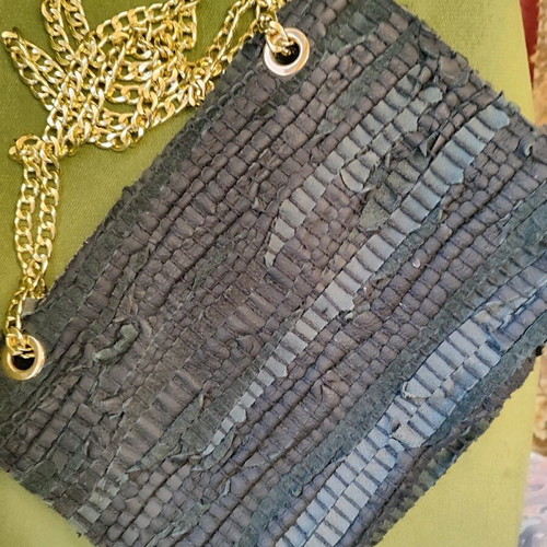 Exe crossbody bag new with embroidery, beads and gold chain