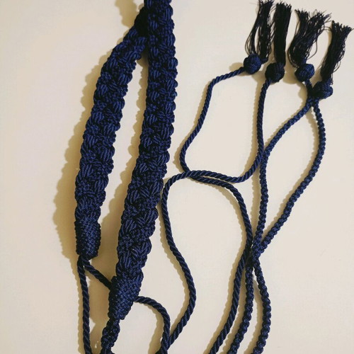 Handmade curtain tiebacks like new, dark blue, 1.30m