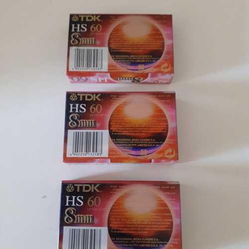TDK HS 60 8mm videocamera tapes, set of 3