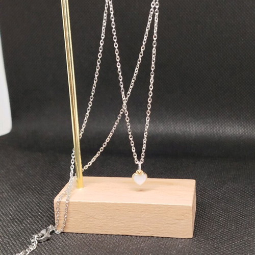 Handmade stainless steel necklace with heart pendant and extension, new