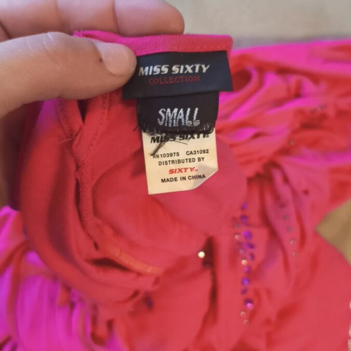 Miss Sixty Y2K mini dress fuchsia with rhinestones like new