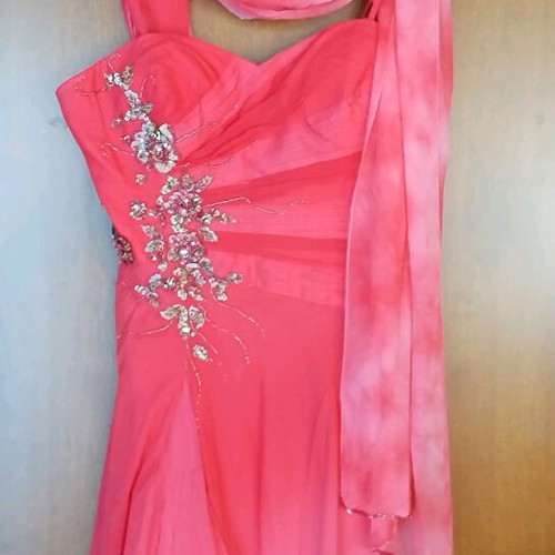 Silk dress like new, pink, size L, with scarf