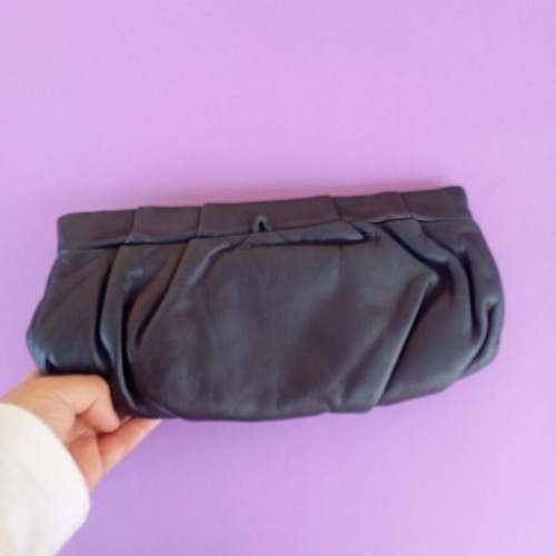 Henri Bendel black leather clutch like new, very soft genuine leather