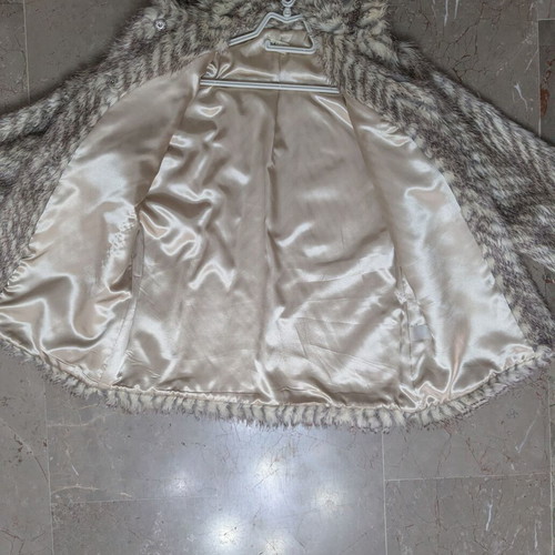 New Line synthetic fur coat chevron pattern, like new, size M
