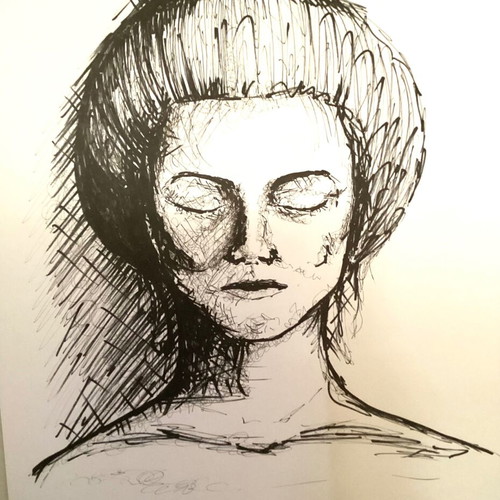 Woman sketch new, original on watercolor paper 29.7x41cm
