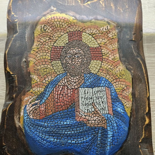 Byzantine mosaic Jesus Christ Pantokrator like new
