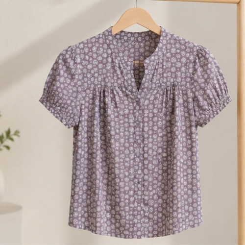 Women's short-sleeve shirt like new, beige-ochre, breathable design