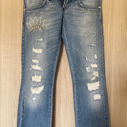 Rossodisera low-rise women's jeans used with rhinestones, size 26
