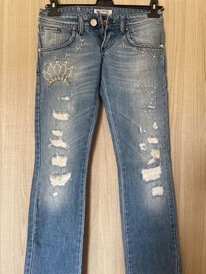 Rossodisera low-rise women's jeans used with rhinestones, size 26