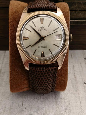 Jovial automatic watch used, 36.5mm, gold-plated, Swiss made