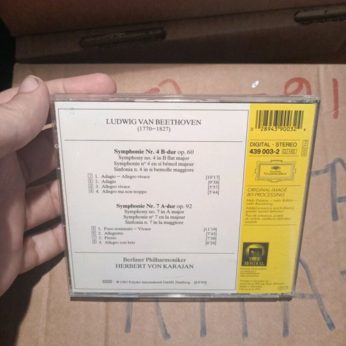 Beethoven Symphonies 4 and 7 CD like new, classical music