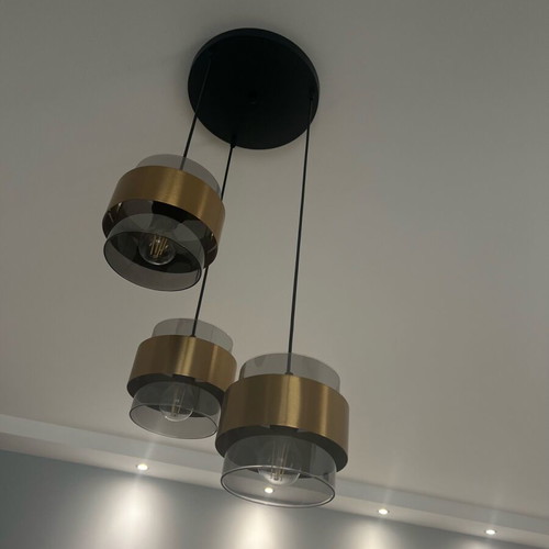 Nova Luce ceiling light set like new with smoked glass and gold